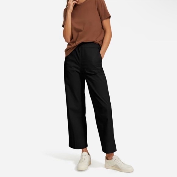 Everlane Pants - Everlane The Easy Pant Black Wide Leg Stretchy Waist Organic Cotton Chino Size M